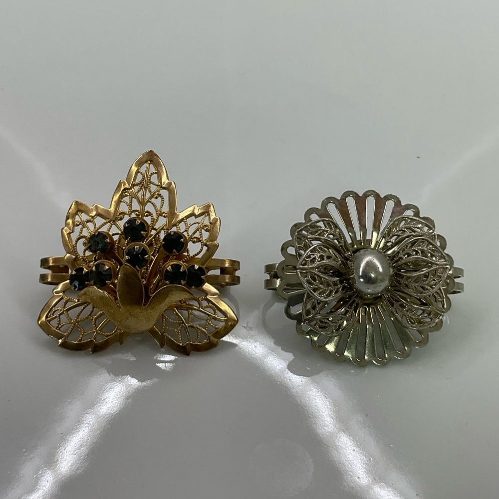 Two vintage scarf clips